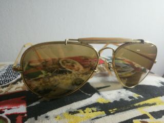 Ray - Ban Vintage Buasch & Lomb 1987 50th Anniversary Gold Aviator Glasses