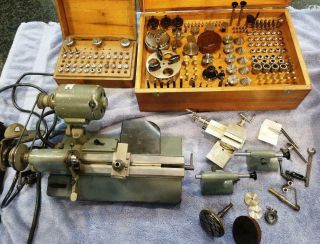 Rare Boley F1 Watchmakers Lathe With Complete Box Of Accessories,