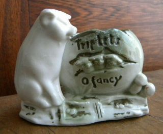 Antique German Fairing Pig Triplets In Egg Figurine Marked Made In Germany