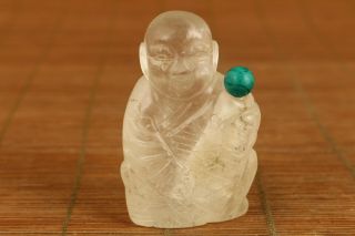 Chinese Natural Crystal Hand Carved Boy Statue Snuff Bottle