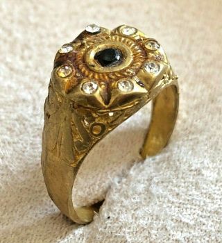 Ancient Antique Roman Ring Bronze With Stones Magnificent Artifact Rare Type
