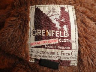 Men ' s Vtg 50s Olive ABERCROMBIE & FITCH CO GRENFELL CLOTH Overcoat Parka Coat 44 11