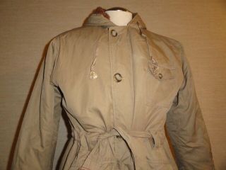 Men ' s Vtg 50s Olive ABERCROMBIE & FITCH CO GRENFELL CLOTH Overcoat Parka Coat 44 2