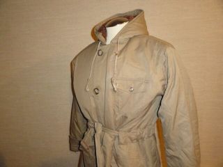 Men ' s Vtg 50s Olive ABERCROMBIE & FITCH CO GRENFELL CLOTH Overcoat Parka Coat 44 4