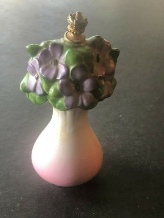 Vintage Porcelain Perfume Bottle Vase Of Violets,  Germany