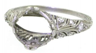 Antique Art Deco Platinum.  40ctw Vs Diamond Filigree Wedding Ring Semi - Mounting