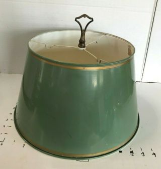 Vintage Tole Ware Metal Lamp Shade Green Gold