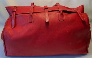 Vintage HENRY CUIR Handcrafted Red Leather Satchel or Tote Handbag - BARNEYS 2