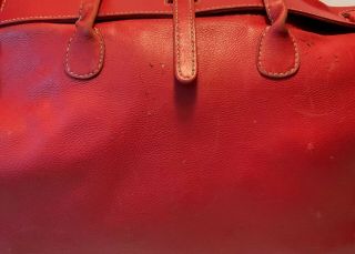 Vintage HENRY CUIR Handcrafted Red Leather Satchel or Tote Handbag - BARNEYS 3