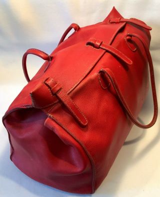 Vintage HENRY CUIR Handcrafted Red Leather Satchel or Tote Handbag - BARNEYS 4