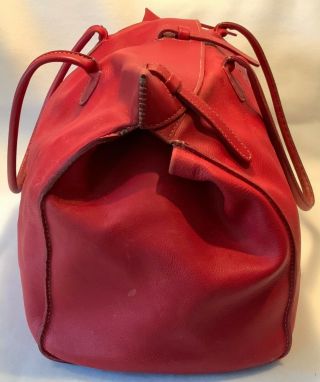 Vintage HENRY CUIR Handcrafted Red Leather Satchel or Tote Handbag - BARNEYS 5