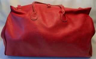 Vintage HENRY CUIR Handcrafted Red Leather Satchel or Tote Handbag - BARNEYS 6