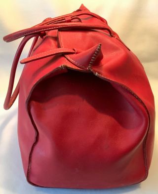 Vintage HENRY CUIR Handcrafted Red Leather Satchel or Tote Handbag - BARNEYS 7