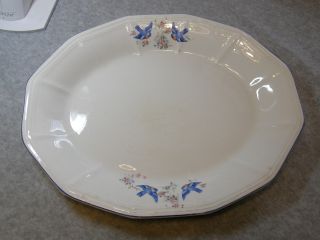 Vintage Bluebird China Serving Platter 12 Sided