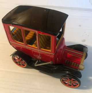 Vintage Tin Antique Toy Classic Car Red Sedan Modern Toys Japan Lever Action Nm