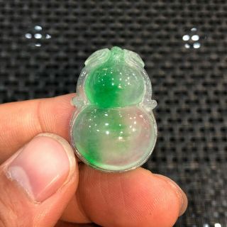 Rare Collectible Chinese Ice Green Jadeite Jade Lucky Gourd Handwork Pendant