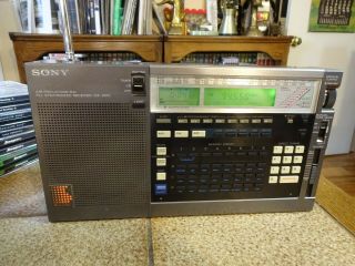 Vintage Sony Icf - 2010 Portable Sw/mw/fm/air Receiver Radio W/ Ac Adapter