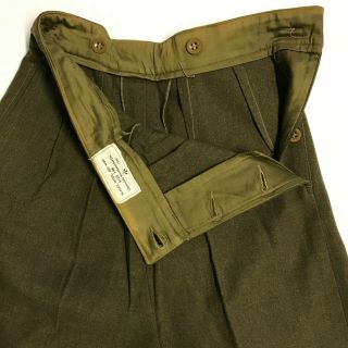 WWII British Made Women ' s WAAC OD Wool Slacks,  Size 14R,  Un - Issued 3