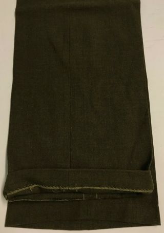 WWII British Made Women ' s WAAC OD Wool Slacks,  Size 14R,  Un - Issued 7