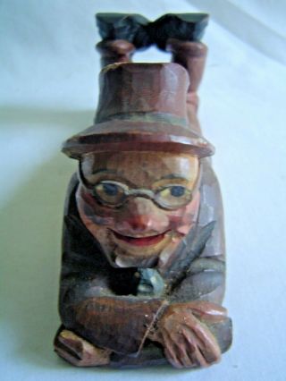 Vintage Hand Carved Wooden Man Pipe Holder