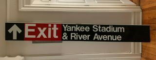 Nyc Subway Sign York Train Yankee Stadium Exit Authentic Rare Art Babe Ruth