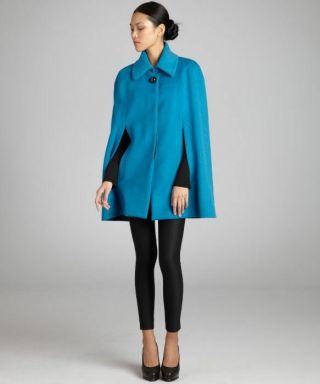 $2195 Celine Alpaca Wool Blue Cape Jacket Coat 38 - F6 Vintage
