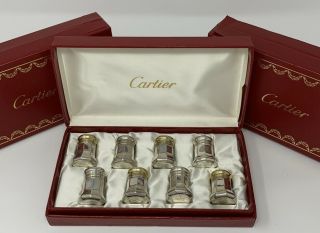 24 Cartier Sterling Silver And Vermeil Salt And Pepper Shakers In 3 Boxes