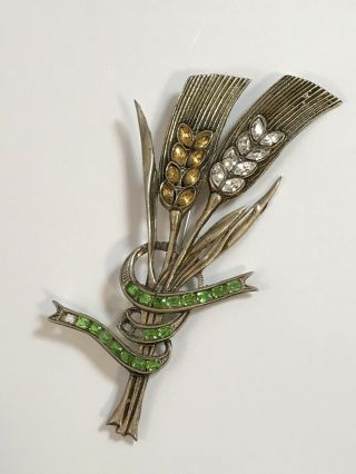 Rare Vintage Gorgeous Rhinestone Sterling Mosell “wheat Pant” Brooch Pin