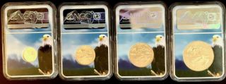Perfect Set of American Gold Eagles First Day of Issue MS70 - Rare Eagle Core 2