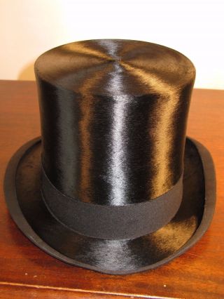 Silk Top Hat Edwardian Vintage Black Size 7 Cuthbertson London C1950 Ascot