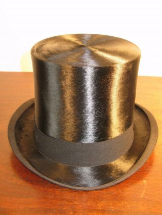 Silk Top Hat Edwardian Vintage Black Size 7 Cuthbertson London C1950 Ascot 3