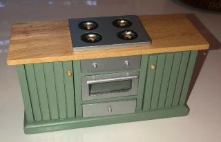Tiny Cooking Kitchen Oven And Stove With Cabinets And Drawers,  Wooden