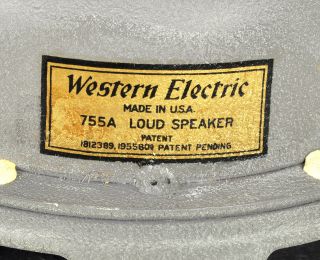 Vtg Rare Western Electric 755A Speaker (b) 2.  7 ohms 4