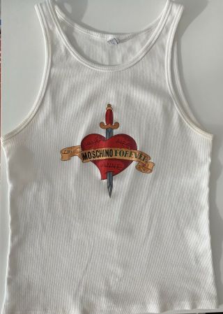 Moschino Jeans Men ' s Vintage Moschino Forever tank Top White Size S 2