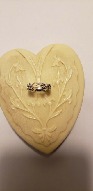 Vintage 14k White Gold Diamond Ring Love Talisman Witch Created