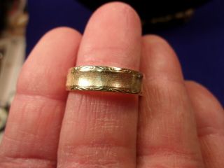 RARE OLDER VTG ANTIQUE MENS 14K YELLOW GOLD ART DECO NOUVEAU WEDDING BAND RING 3