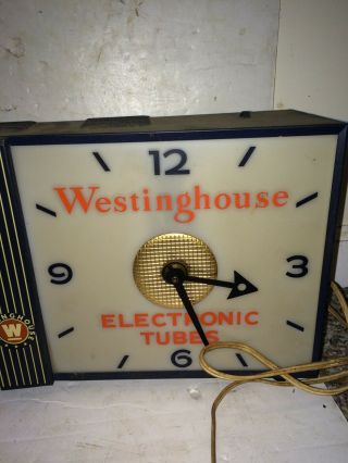 Vintage 40s/50s Westinghouse TV - Radio Service Electric Advertisement Clock Sign 7