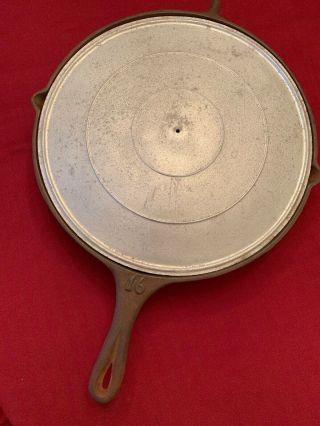 RARE VINTAGE HUGE No.  16 CAST IRON SKILLET FRYING PAN With Lid 2