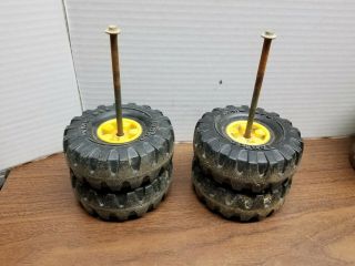 Set Of Mighty Tonka Wheels Tires Xmb - 975 Axle Assembly Cap Nut Parts