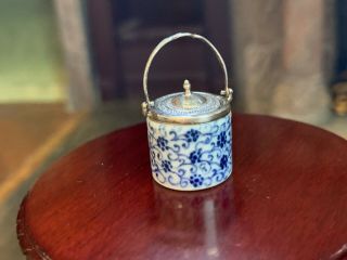 Muriel Hopwood Miniature Dollhouse Porcelain Cracker Barrel Blue White Sterling 2