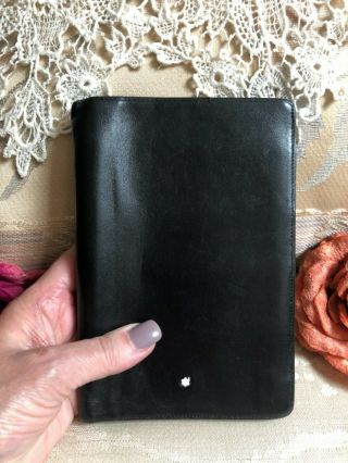 Vintage Mont Blanc Wallet,  Mont Blanc Black Leather Wallet Checkbook Organizer
