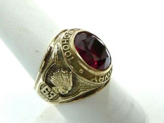 Vintage 1963 10k Yellow Gold Union NJ High School Men’s Class Ring Red Stone 13g 2