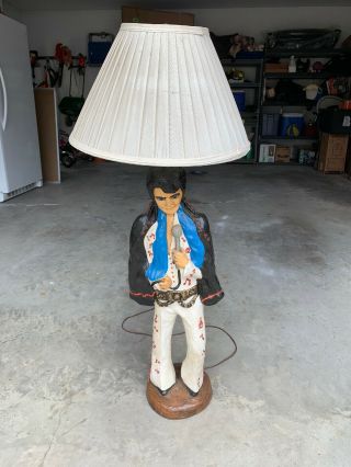 Vintage Chalkware Elvis Presley Tall Statue Table Lamp Huge Light Ruth Bridges