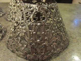 Vintage Art Nouveau Cherubs Pierced Gorham Sterling Silver Lamp Shade Set of 4 4