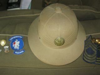 Us Army Military Pith Helmet & Badge Mawley Products,  1948.  Panama Cz