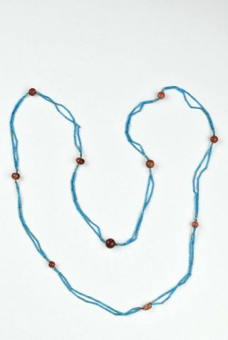 19th Century Middle Eastern Egypt Necklace With Glass Beads & Carnelian 1