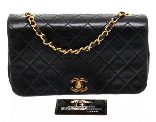 99 - 20 Chanel Vintage Black Quilted Lambskin Leather Flap Bag 2