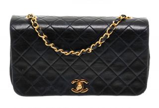 99 - 20 Chanel Vintage Black Quilted Lambskin Leather Flap Bag 3