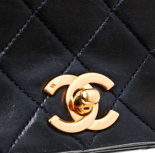 99 - 20 Chanel Vintage Black Quilted Lambskin Leather Flap Bag 7