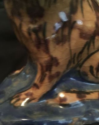 Rare Antique Middle East Islamic Glazed Pottery Cat Statue 3